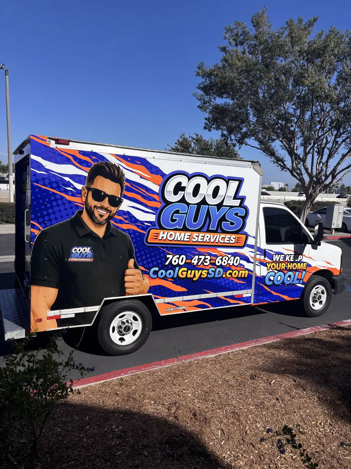 The Cool Guys Home Services box truck
